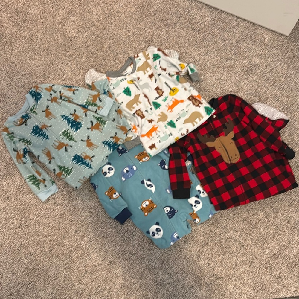 3 pairs of fleece footie pajamas size 2t